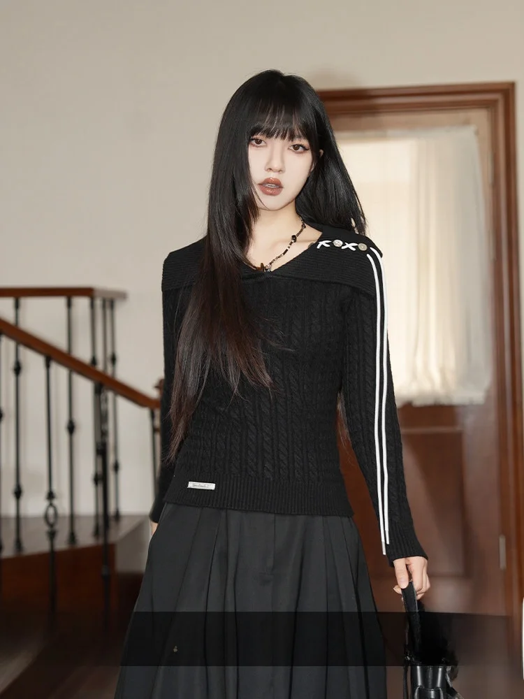 

Женский вязаный свитер Bla, осенне-зимний, новый, приталенный, с V-образным вырезом, пуловер, повседневный, для работы...