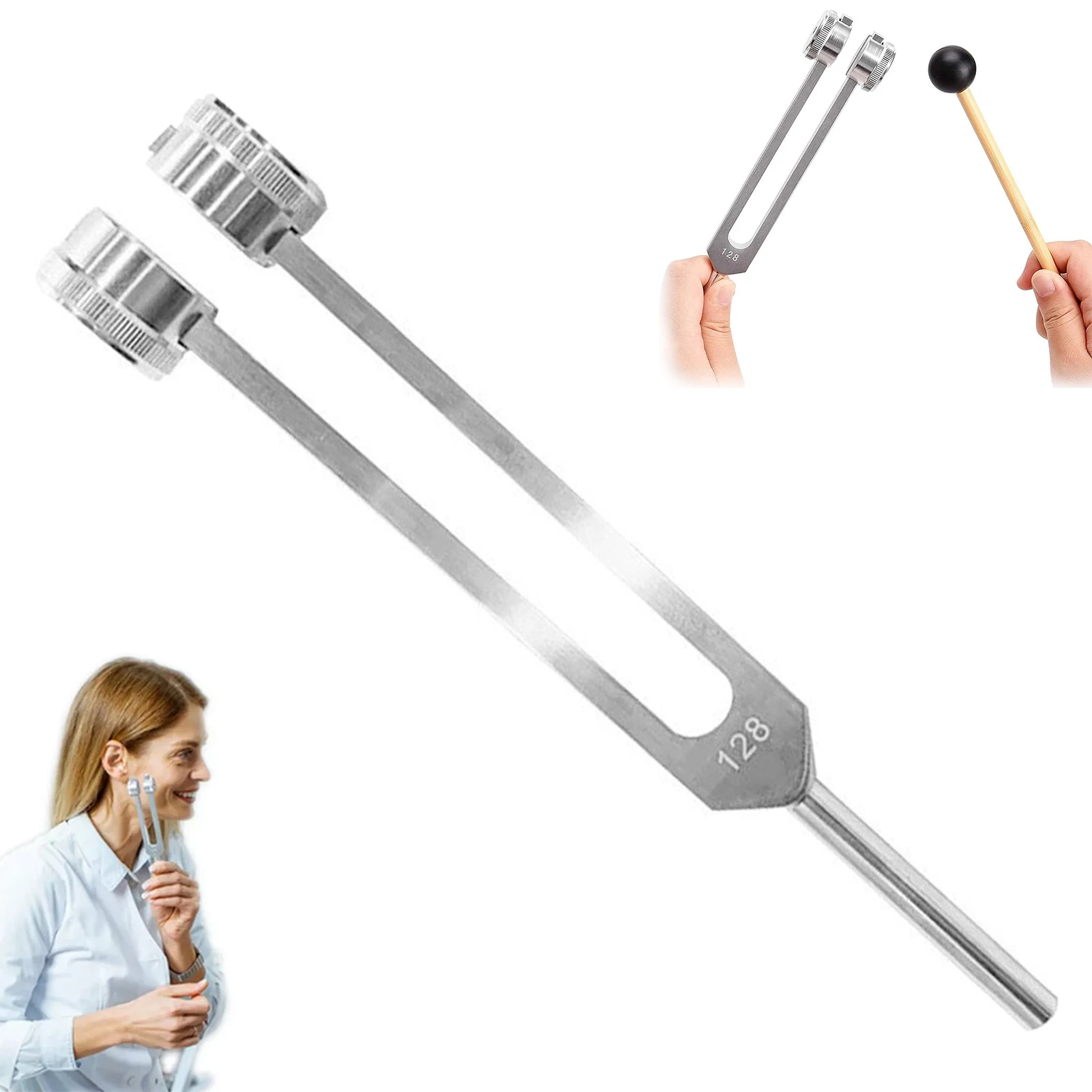 Sound Therapy Tuning Fork Neural Healing Device for Meditation Yoga Stress Relief 128Hz Metal Vibration Tool Durable Kit