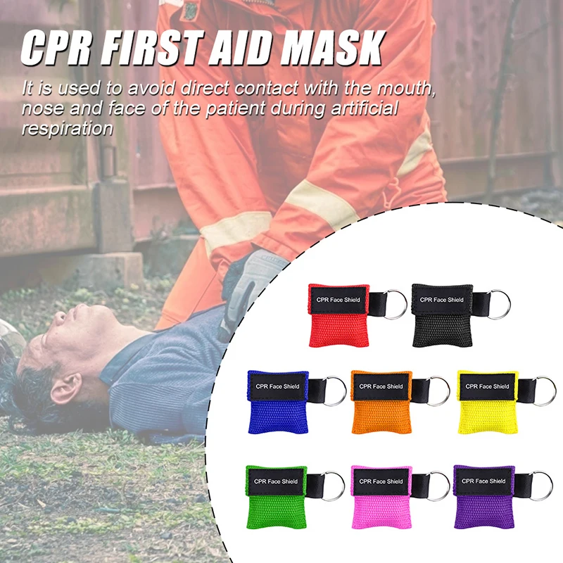 1pcs CPR Resuscitator Mask Disposable First Aid Skill Training Face Shield Breathing Mask Mouth Breath One Way Valve Tool 1pcs