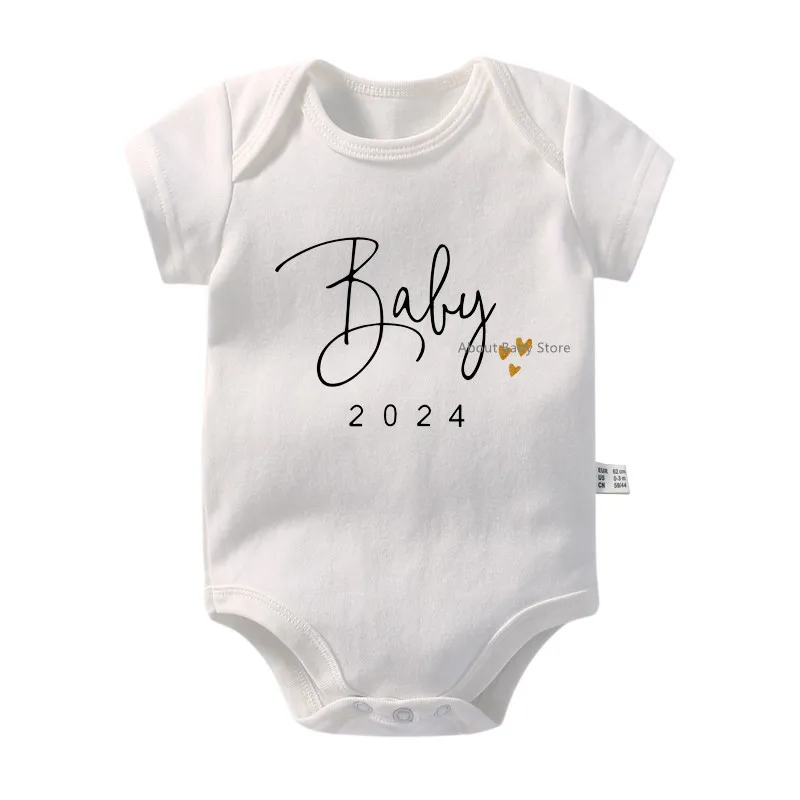 Announcement Baby 2024 Newborn Baby Bodysuits Summer Boys Girls Romper Body Pregnancy Reveal Clothes Hospital Coming Home Outfit