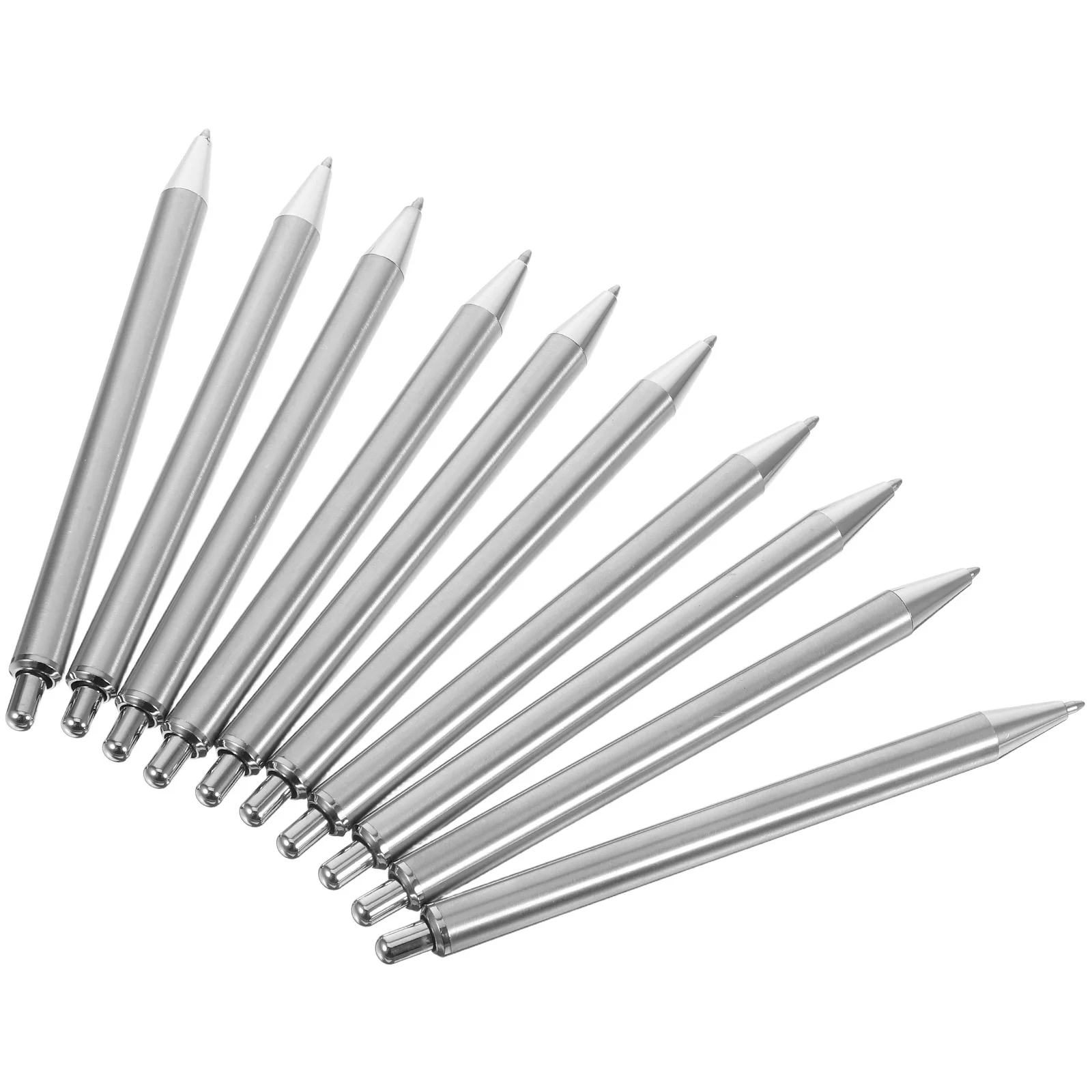 

10Pcs Stainless Steel Ballpoint Pens Longlasting Smooth Writing Portable Office School Home Desk Supplies Click Pen with