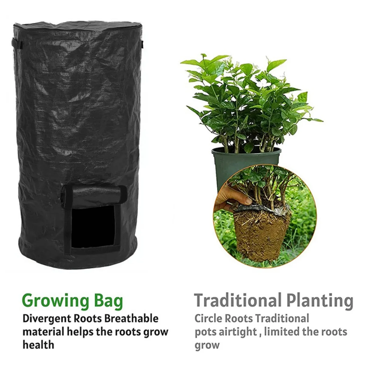 Collapsible Garden Yard Compost Bag with Lid Fertilizer Waste Sacks Composter 34 Gallon Ferment Manure Waste Collector