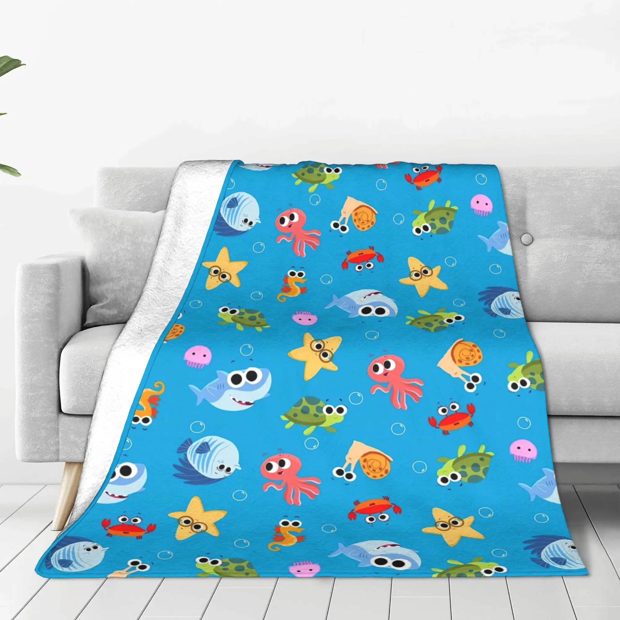 Finny The Shark Blankets Portable Flannel Sofa Throw Blanket for Couch Bedding Outdoor Throws Bedspread Quilt