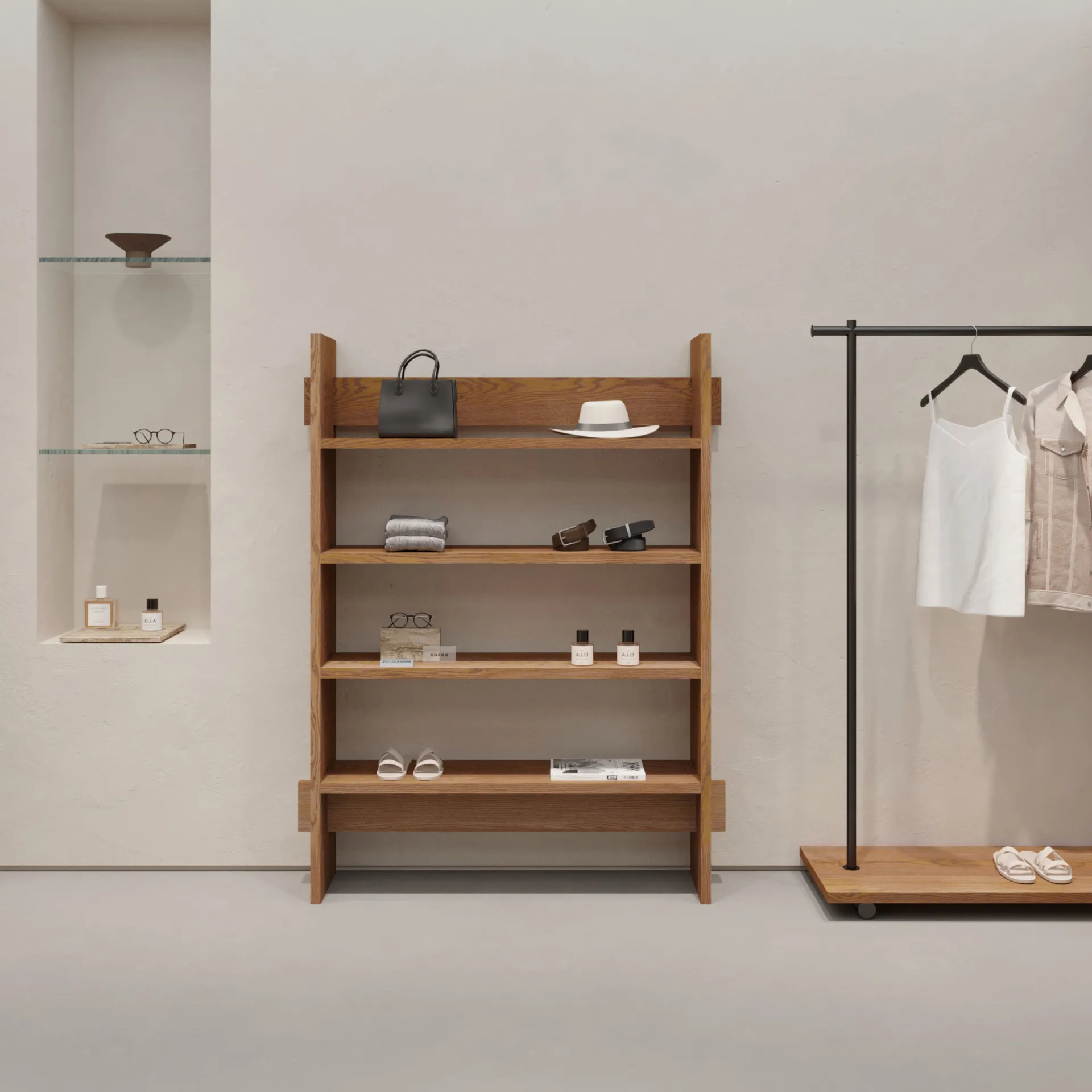 HYS clothing store multi-layer shelf display rack, shoe bag storage rack, women's clothing store display shelf