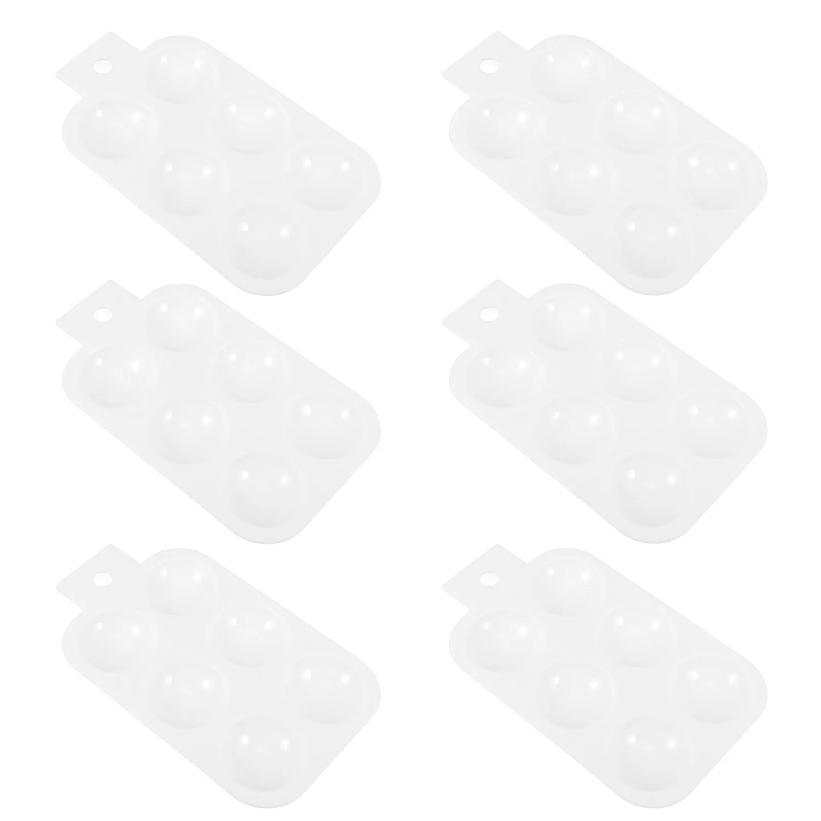 6Pcs White Paint Palette 6 Well Rectangular Plastic Watercolor Tray Paint Mixing Palette for DIY Art Projects Color Mixing Tray