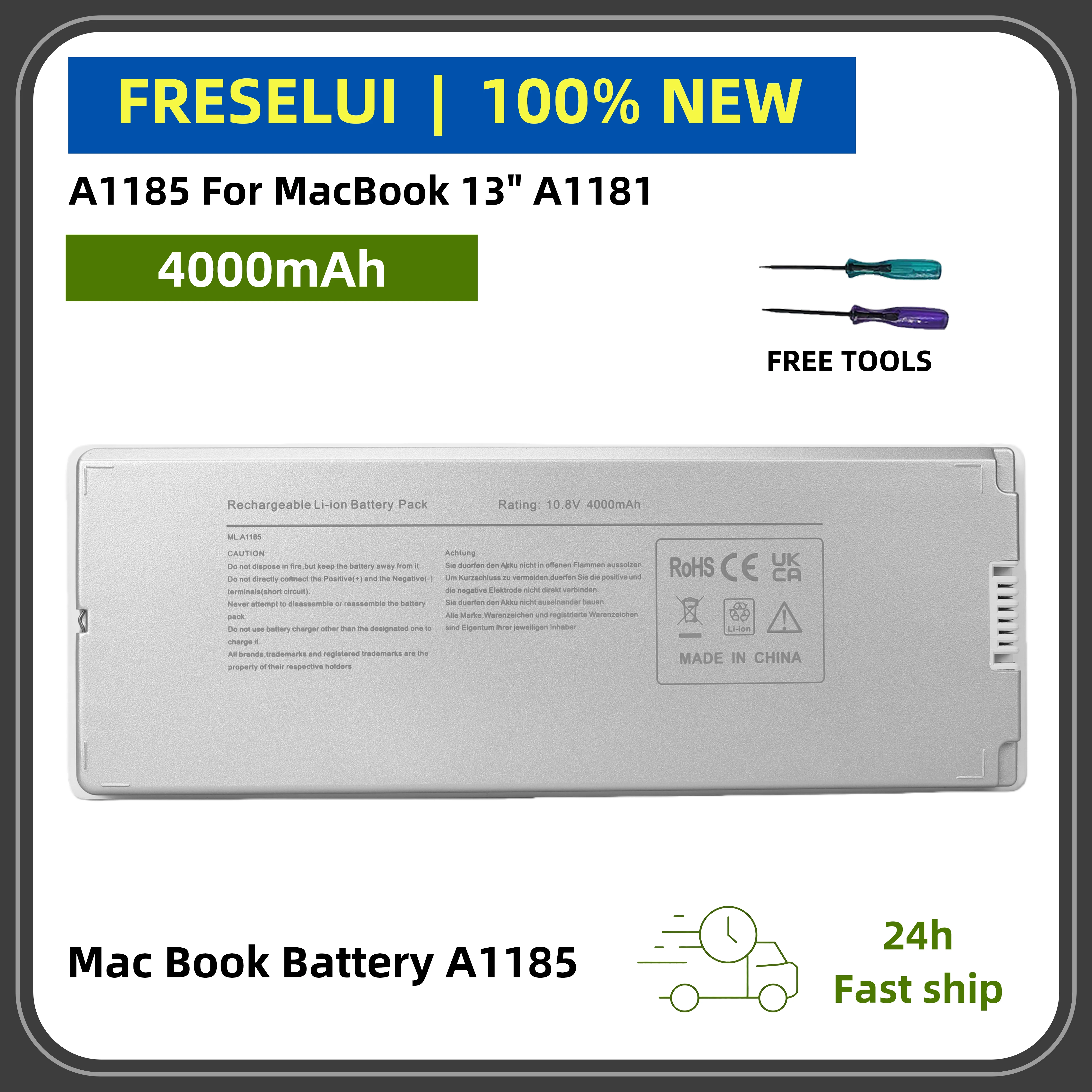 

FRLESUI A1185 High-Performance Battery for MacBook 13" A1181 Long-Lasting & Safe +2-Year Warranty