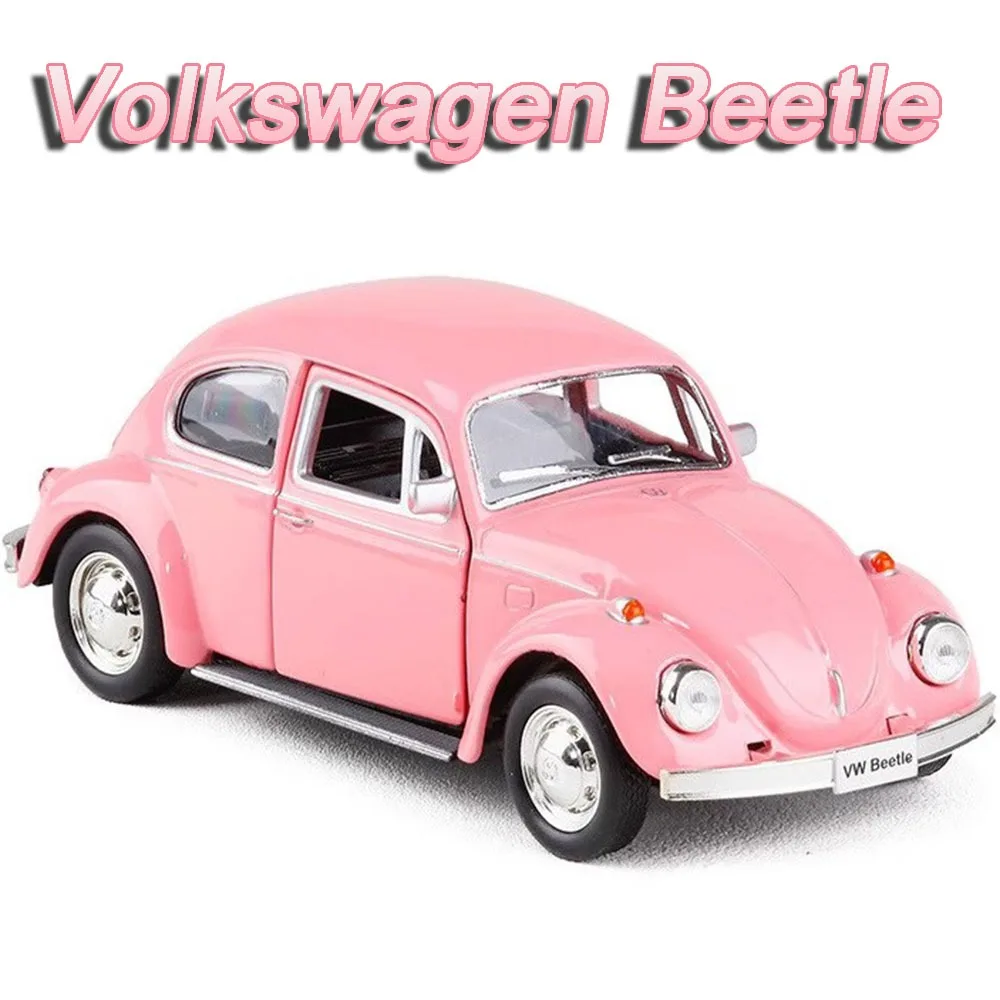 1:36 Miniature Model Toy Cars Volkswagen Beetle 1967 Alloy Diecast Pull Back 2 Doors Opened Ornament Vehicles for Kids Gifts