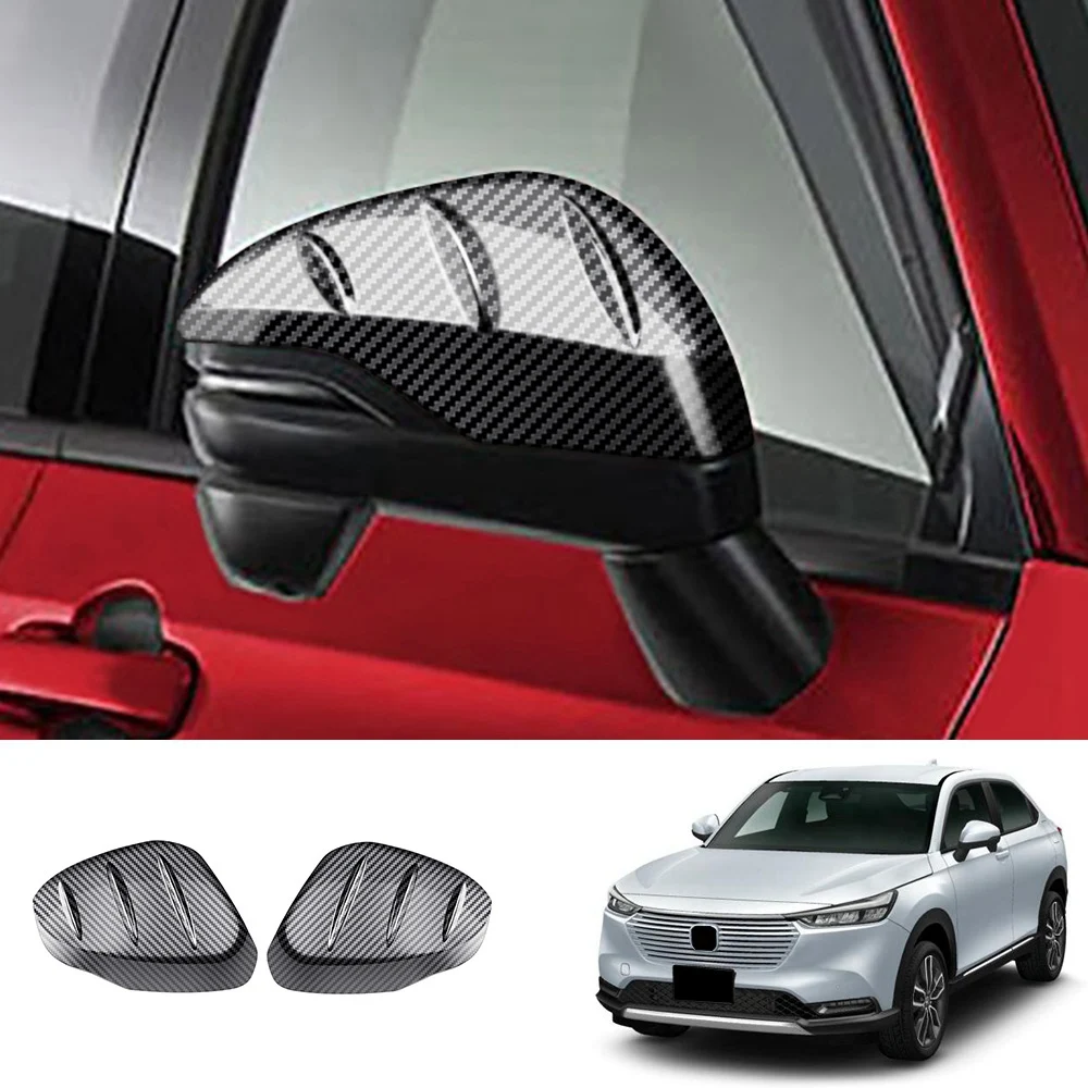 Car Carbon Fiber Rearview Side Glass Mirror Cover Trim Frame Mirror Caps for Honda HRV HR-V Vezel 2021 2022 MUGEN Style