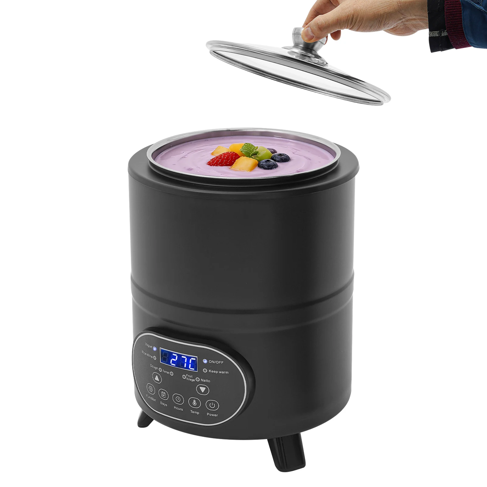 Joghurtbereiter 1,76 Gallonen, Kommerzieller Joghurtbereiter mit Zeit- und Temperaturregelung, 400W für Natto Reiswein für Zuhause