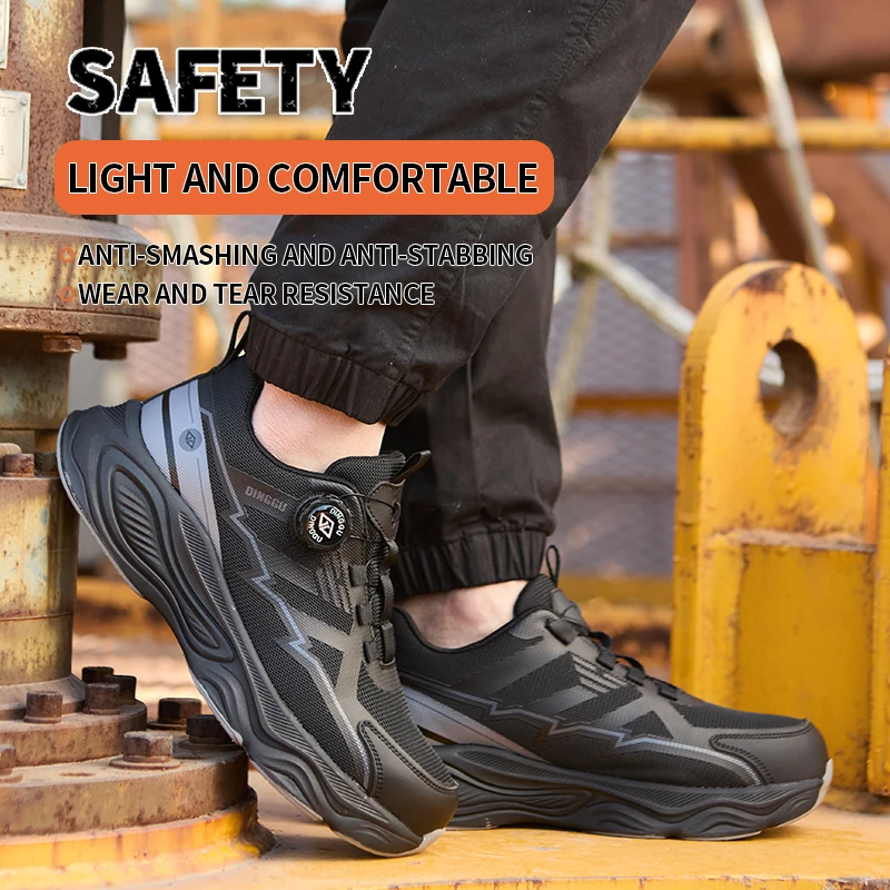 Men's Steel Toe Anti-Puncture Breathable Lightweight Indestructible Safety Shoes Work Shoes  Lightweight Fly Woven Safety Shoes
