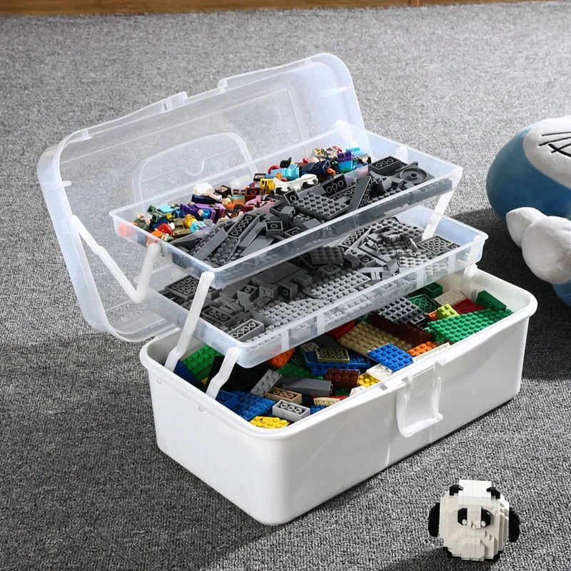 Multi-Layer Children's Storage Box Building Blocks Organizing Box Size Particle Puzzle Toys Parts Classification Container for K