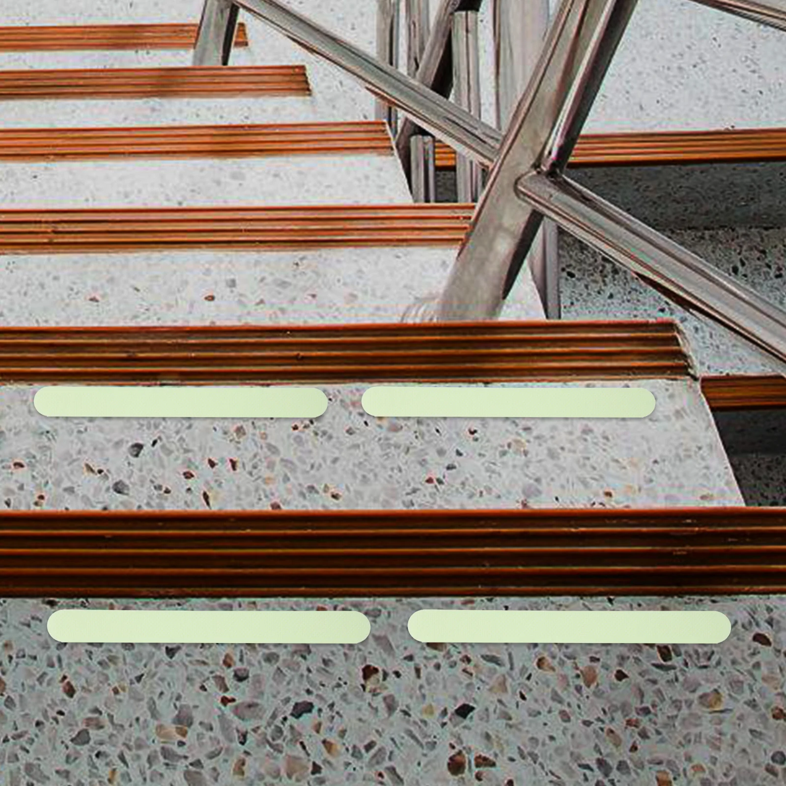 

12pcs Non Slip Stair Treads Transparent Anti Skid Tape For Indoor Steps High Reflectivity Luminous Safety Floor Tiles Peel Stick