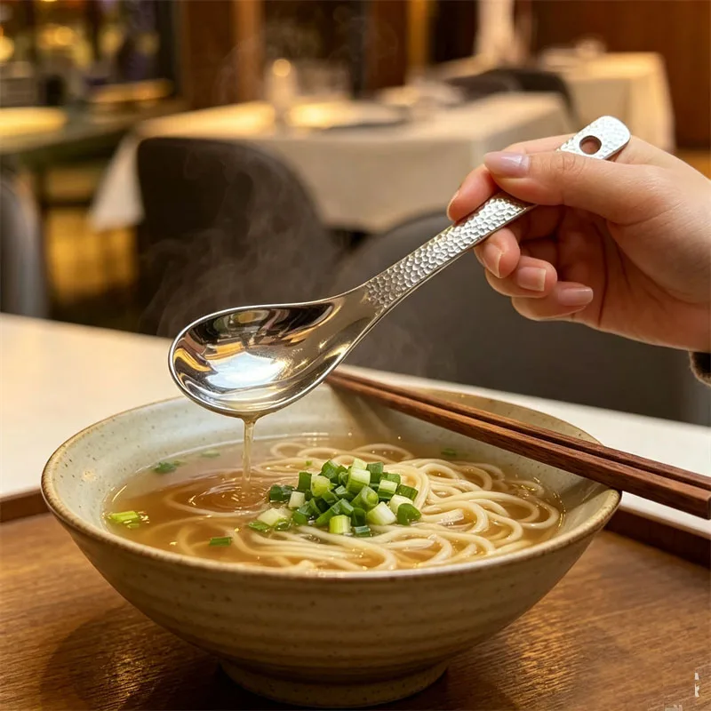 1/3/5pcs Stainless Steel Soup Spoons with Hammered Handles Thick Tablespoon Table Spoons Dinner Serving Spoons for Soup Stews