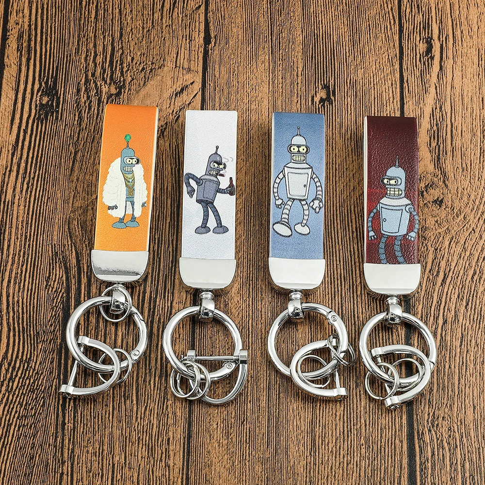 الكوميديا أنيمي فوتثرما المفاتيح لطيف روبوت مطبوعة قلادة Keyrings لحقيبة الظهر اكسسوارات حامل مفتاح معدني قابل للفتح