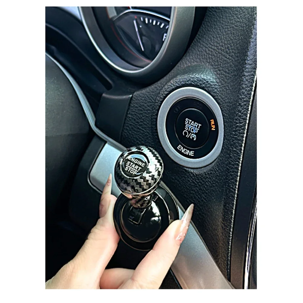 One Click Start Switch Cover Carbon Fiber Gear Shift Knob For BMW And For HONDA Metal Non Slip Pull Rod Design