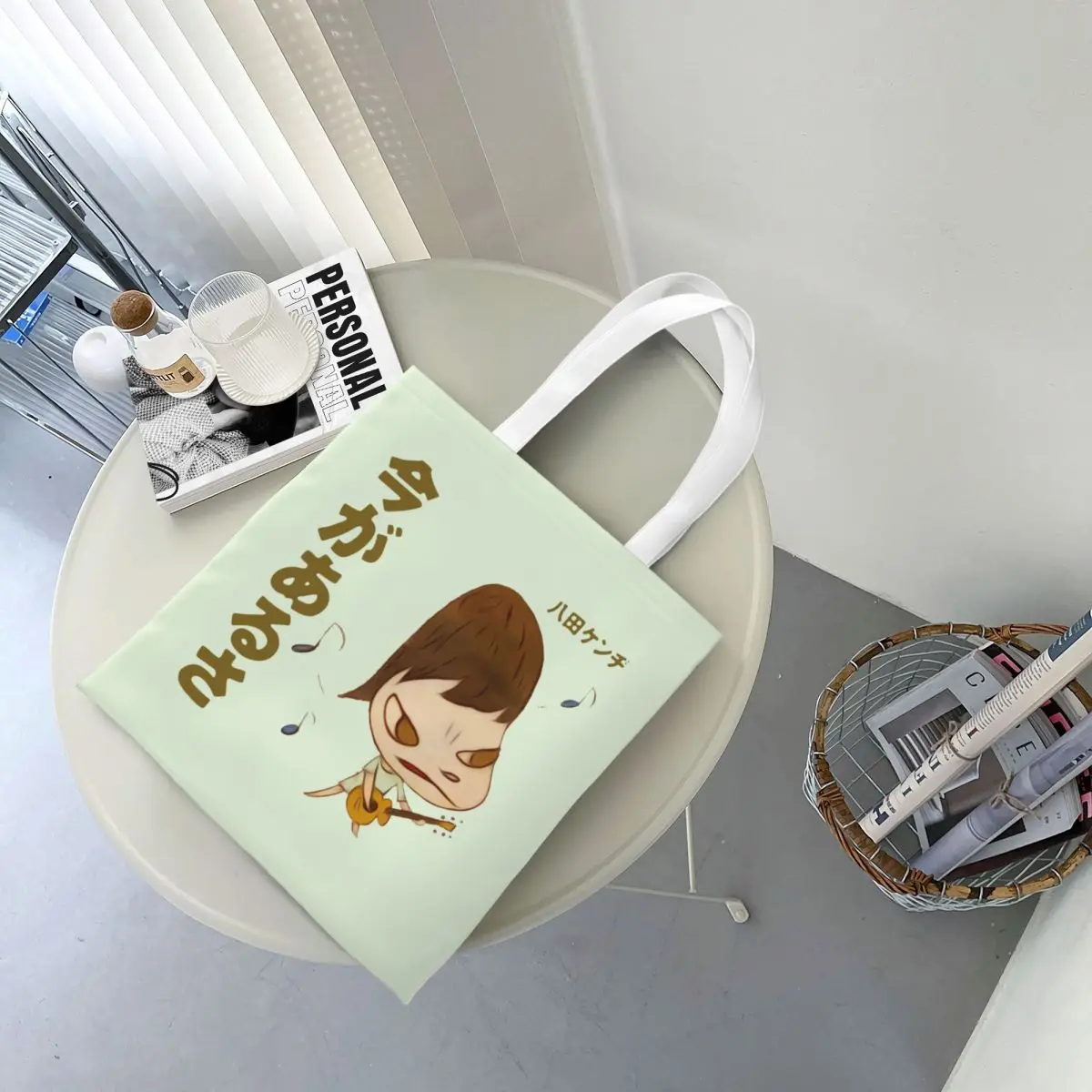 Women Men Yoshitomo Nara Guitar For Kids Tote Bags Canvas Grocery Bag for Girl Handbags