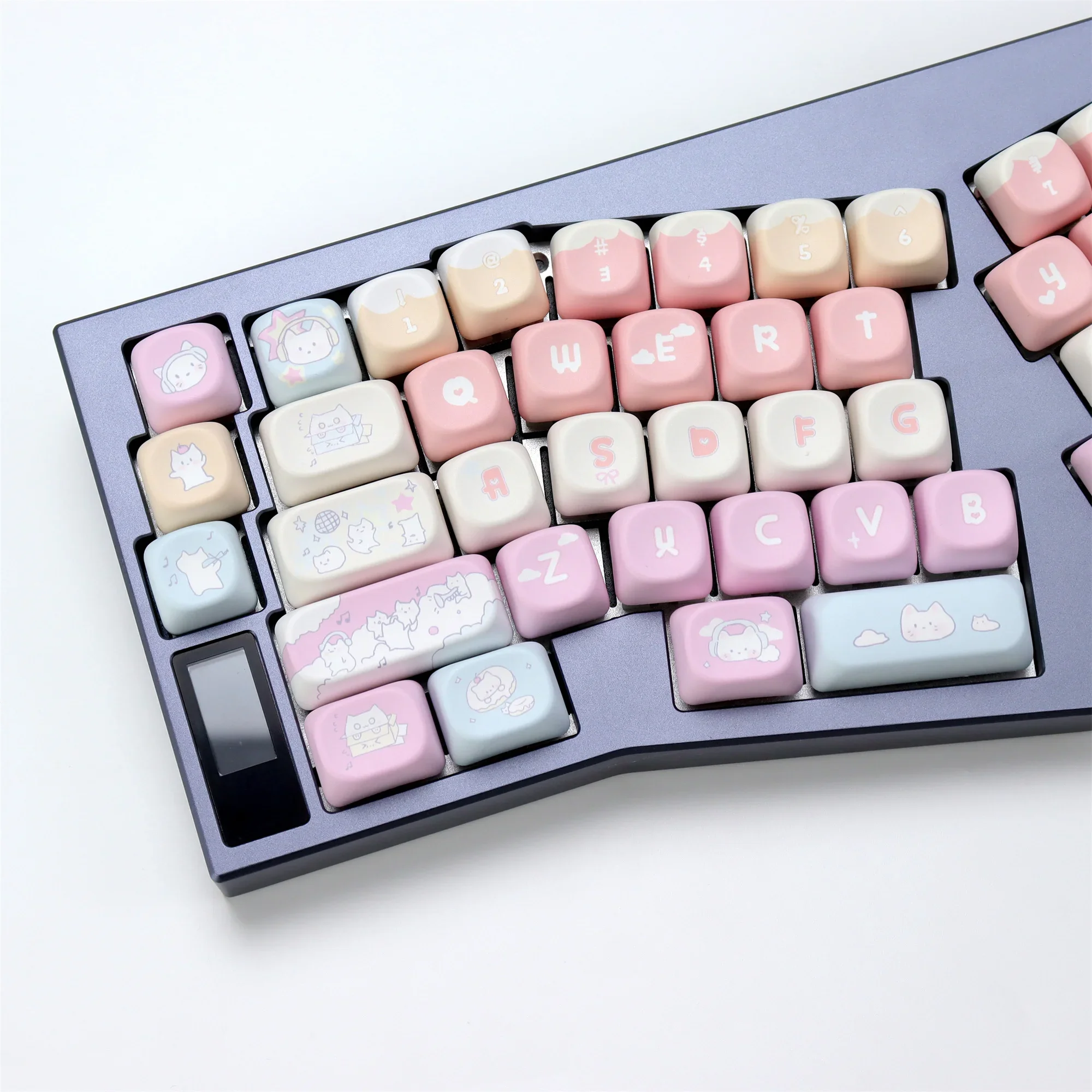 KBDiy 133キー PBTメカニカルキーボードキーキャップセット KOAプロファイル ロックキャットキーキャップ MXスイッチ用カスタム Crush80 Raven68 Mad 60he対応