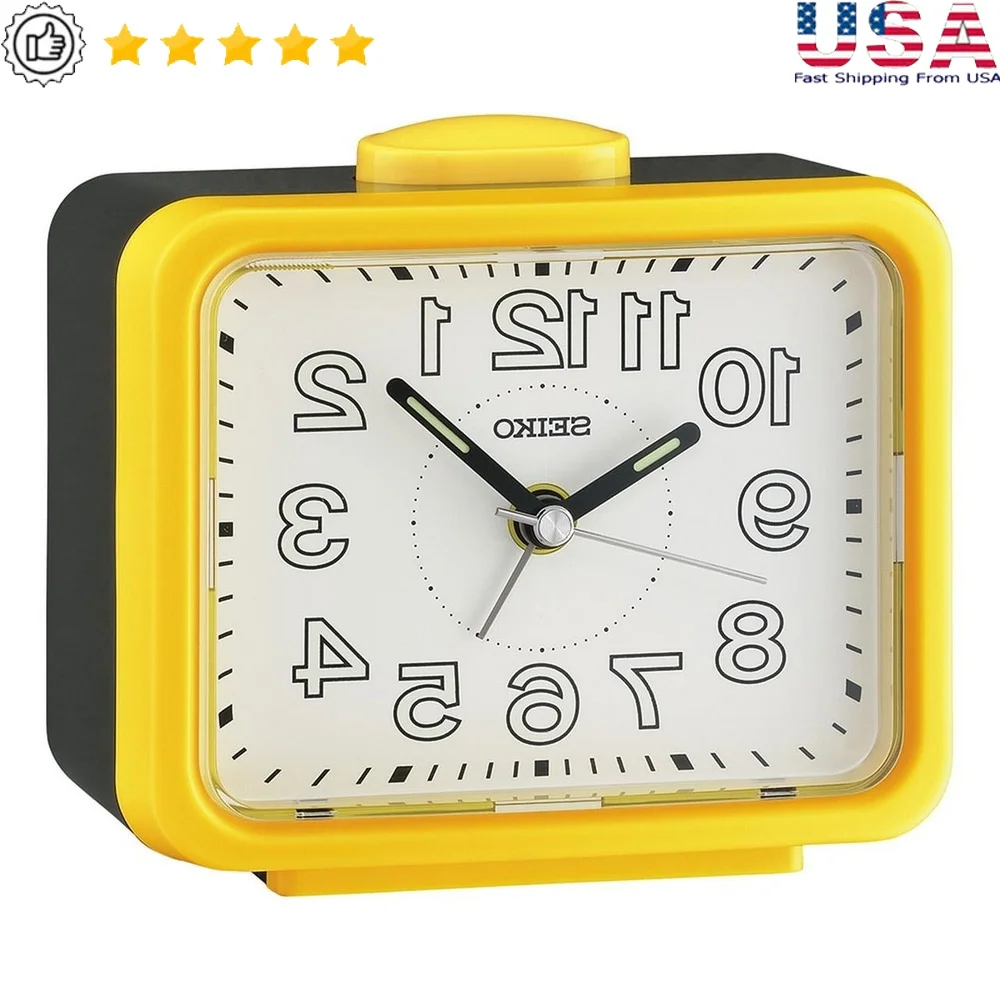 

Traditional Analog Quartz Desk Clock Silent Sweep Alarm Clock LumiBrite Hands Quiet Operation Perfect Home Office or Bedroom