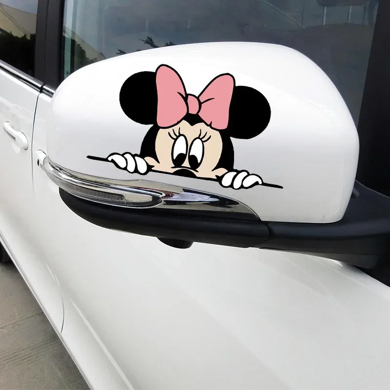 Disney Mickey Minnie Car Rearview Mirror Stickers Anime Cartoon Creative  Creative Car Stickers for Scratch Prevention