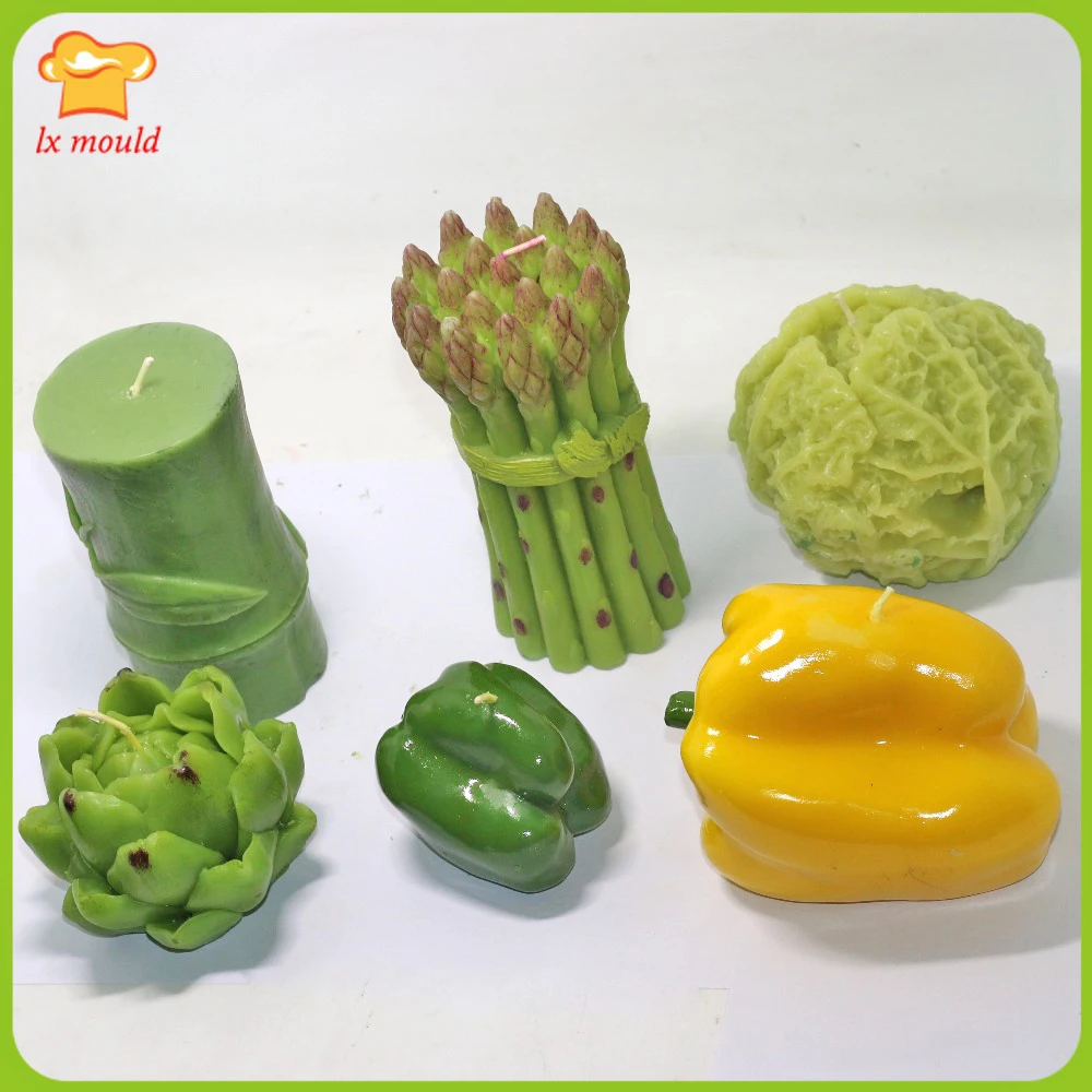 3D Vegetables Candle Siicone Mold Pepper Cabbage Shoots Asparagus Bamboo Mould DIY Aromatherapy Plaster Soap Realistic Vegetable