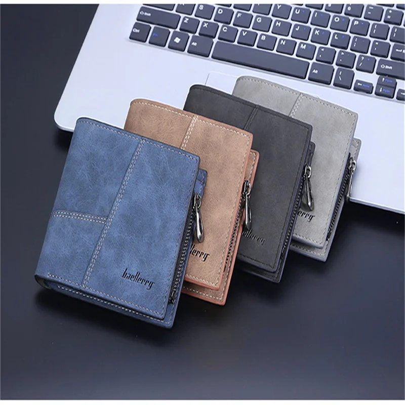 

Short Men Wallets Brand Zipper Coin Pocket Name Customized Male Wallet High Quality Card Holder Men's Purses Cartera