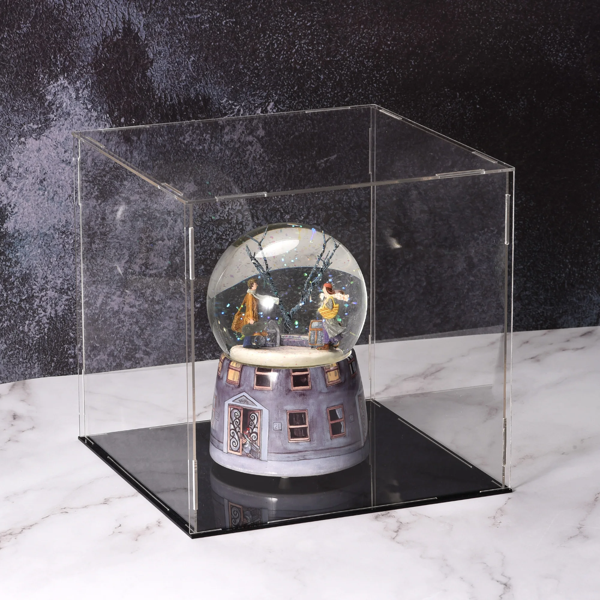 5 Size Acrylic Black Base Dustproof Clear Display Show Case Showcase Cube Collectibles Show Box for Model Toy Action Figures