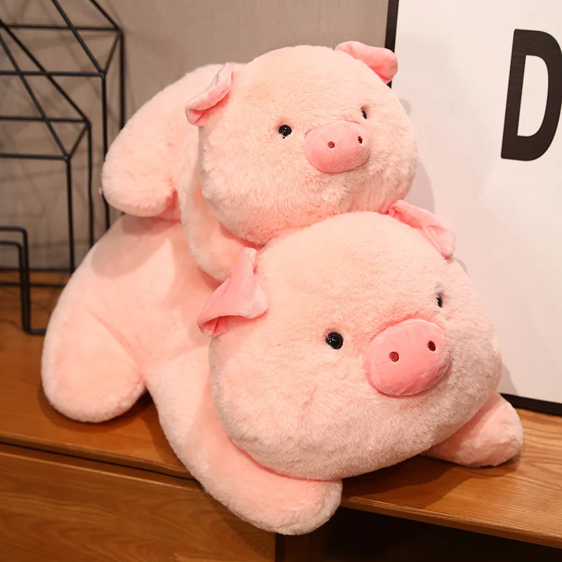 Kawaii Fluffy Pig Plush Toys Lying Piggy Stuffed Pillow Cushion Lovely Gifts For Christmas and Easter Girl