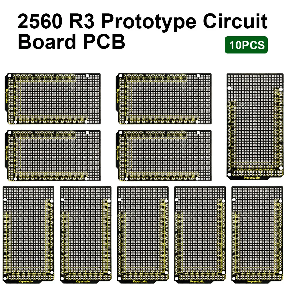 Keyestudio 10pcs Prototype Mega PCB For Arduino Mega2560R3 Circuit Breakout Board Shield Board DIY FR-4 Environmentally Friendly