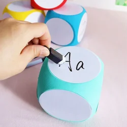 DIY Blank Dice Write On/Wipe Off Dice Portable Cleanable Blank Game Cubes for Classroom Teaching Dry Erase Outside Dice