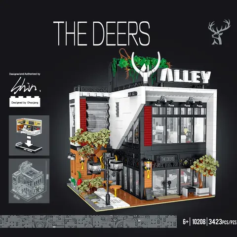 दूध चाय की दुकान बिल्डिंग ब्लॉक आधुनिक विला मॉड्यूलर सिटी आर्किटेक्चर एमओसी ईंटें लाइट स्ट्रीट व्यू सेट के साथ बच्चे DIY खिलौना उपहार 10 best sales कैडफी - №9