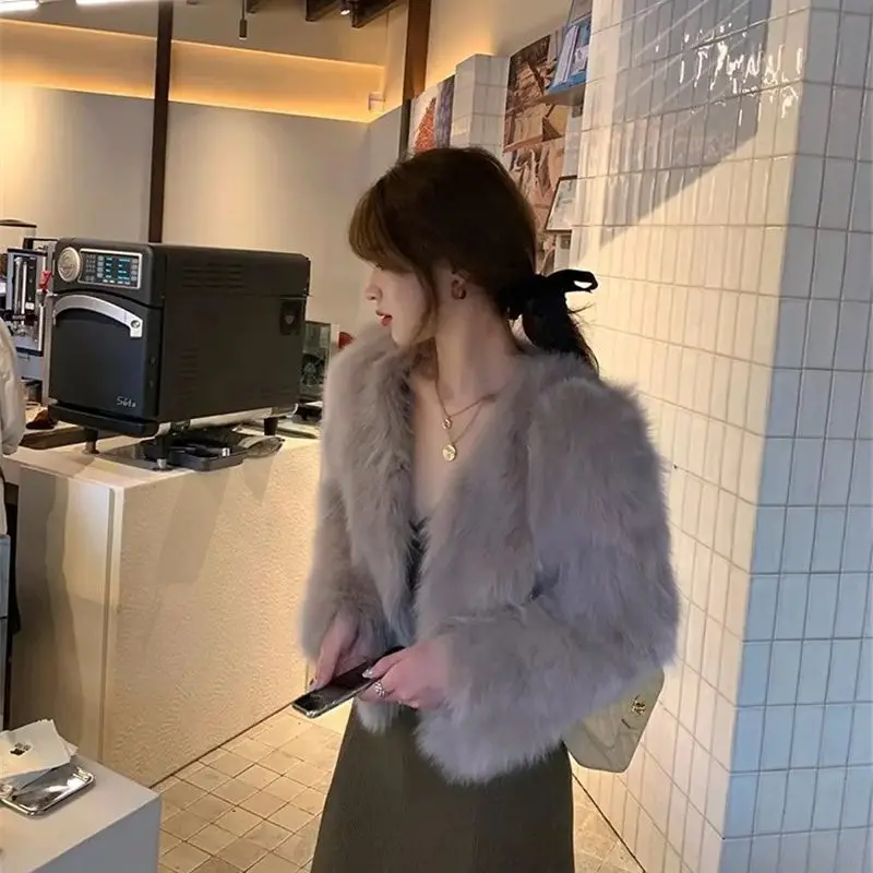 Women's Coat 2024 Autumn/winter New Haining fur Coat Women's Environmentally Friendly fox fur Thick fur Coat Looks Thin and Tall