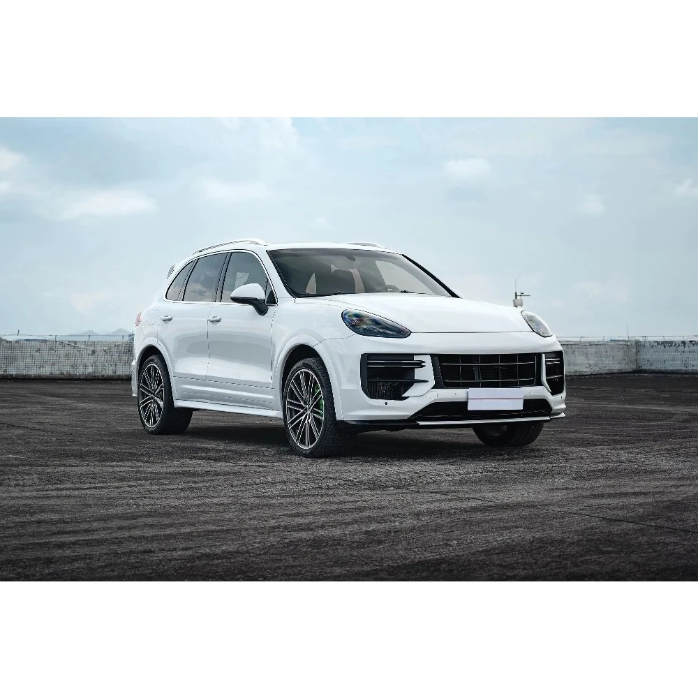 جديد لـ Cayenne Turbo GT المصد الأمامي والتنانير الجانبية GTS لوحات الباب مجموعة ترقية الشفة الخلفية مبطنة غير مطلية باللون الأسود #3