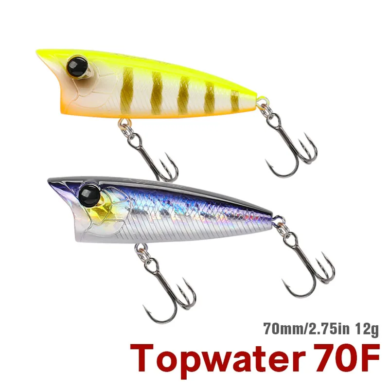 TSURINOYA Popper Fishing Lure RIPPLE 70F 70mm 12g Topwater Hard Bait For Bass Pike Long Casting Floating Wobble Surface Model