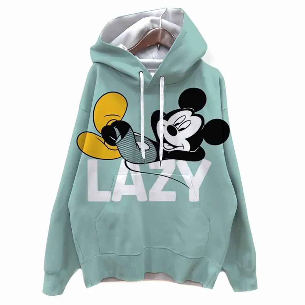 디즈니 미키 마우스 프린트 Y2K 후드티 여성 하라주쿠 카와이 옷 오버사이즈 스웨트셔츠 귀여운 여성 새로운 캐주얼 패션 고딕