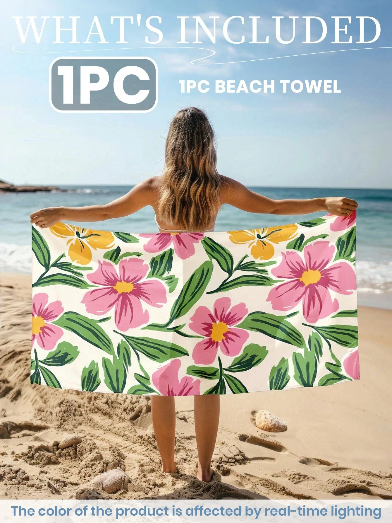 

Пляжное полотенце в модном цветочном стиле, плавание, фитнес, йога, полотенце из микрофибры, легкое, ветрозащитное и солнцезащитное, летние путешествия.