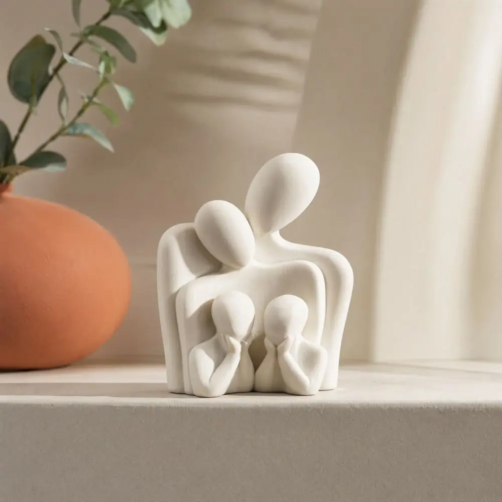 Parent-Child Abstract Family Sculpture Home Decor 3D Printed Minimalist Figure Statue Ornaments Hugging Couple Sculpture
