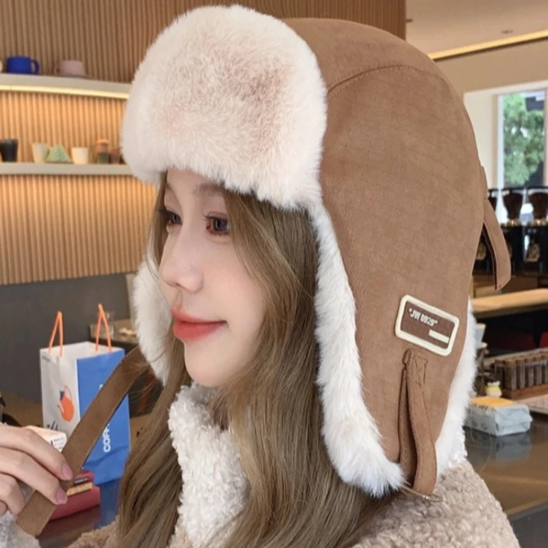 

1 PC Thick Warm Russian Ushanka Fur Hat Fashion Male Female Winter Hat Black Grey Earflap Ski Russian Cap Bomber Hat Gifts