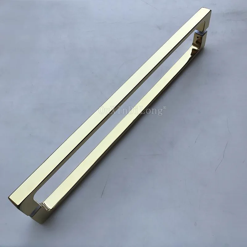 Luxury Titanium Gold 304 Stainless Steel Shower Door Handles Office Shop Mall Glass Door Pulls Handles Pair Mount for 6~12mm