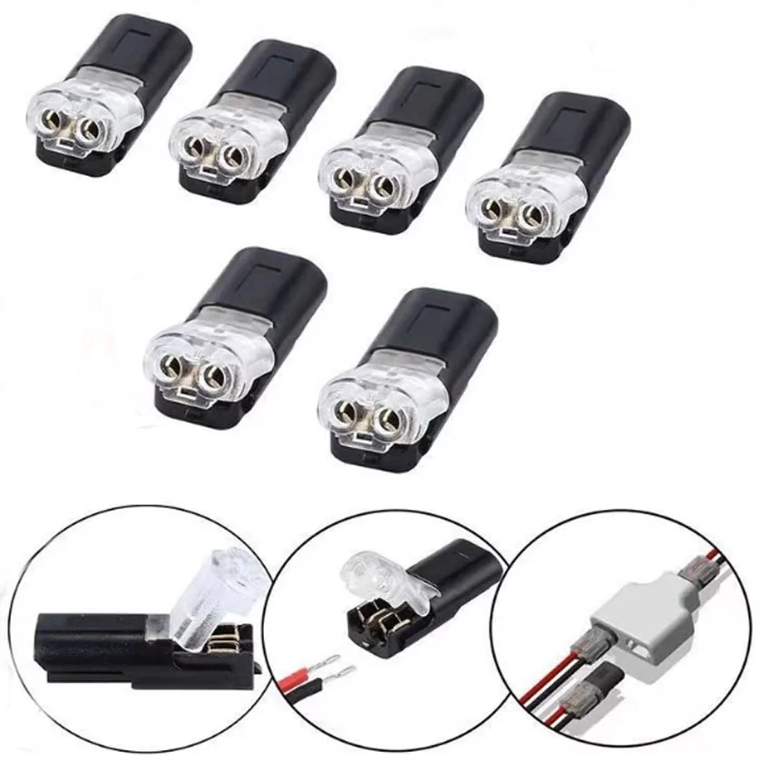 10pcs 2pin Pluggable Wire Connector Quick Splice Electrical Cable Crimp Terminals for Wires Wiring 22-20AWG LED Car Connectors