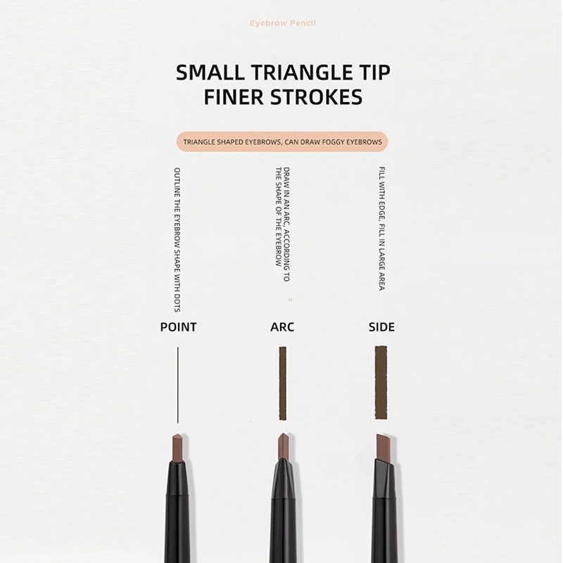 1.0mm Wild Eyebrow Pen Ultra-fine Triangular Refill 2 In 1 Spiral Brush Head Medium Hardness Natural Smudge Lasting Waterproof