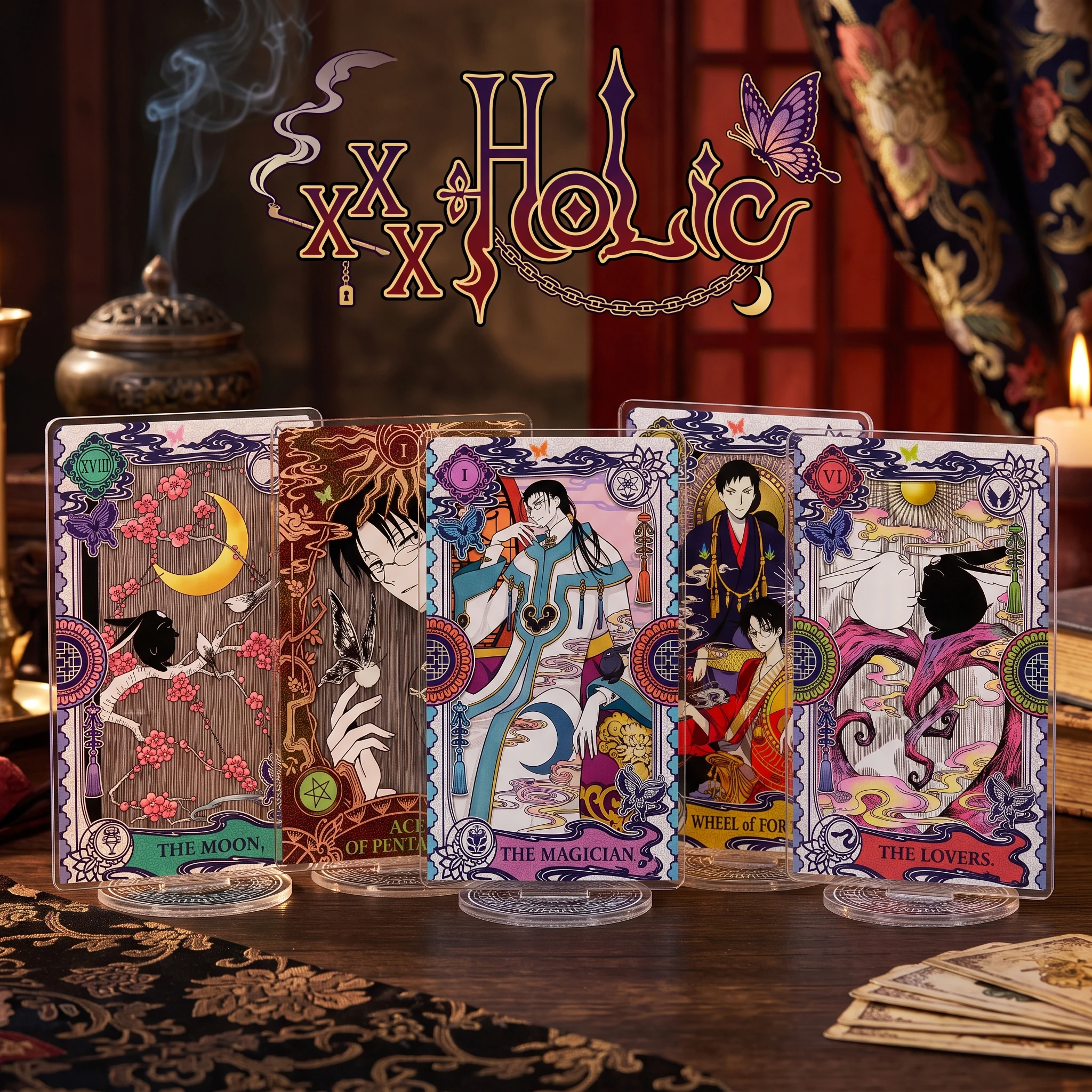 New Anime xxxHolic Acrylic Stand Keychain Tarot Card Watanuki Kimihiro Yuuko Ichihara Full Set Desk Decor Collection Gift