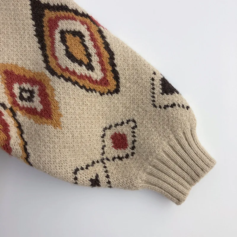 Milangel-suéteres Retro de rejilla colorida para niños, suéter cálido Vintage, abrigo de punto grueso para niñas, otoño e invierno, 2024