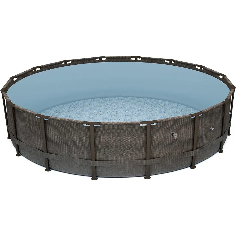 

Power Steel 14’ x 42” Round Above Ground Outdoor Backyard Swimming Pool Set with 1,000 GPH Filter Pump, Ladder, and Pool Cover