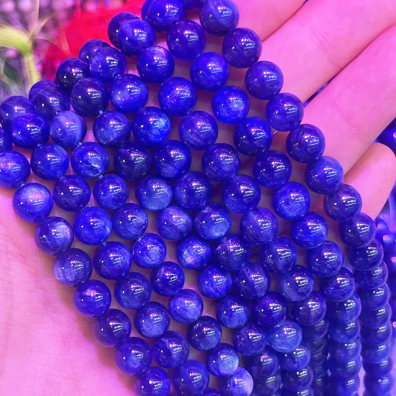 

Genuine Natural Kyanite Stone Charm Beads 4/6/8/10MM Round Cyanite Translucent Smooth Blue Beads Gemstone For DIY Jewelry Making