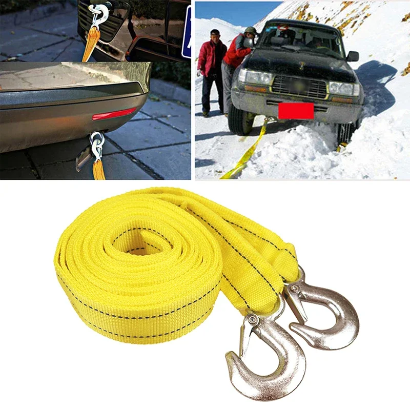 4M Heavy Duty 5 Ton Car Tow Cable Towing Pull Rope Strap Hooks Van Road Recovery for Audi Benz Buick Skoda Mazda Ford Toyota BMW