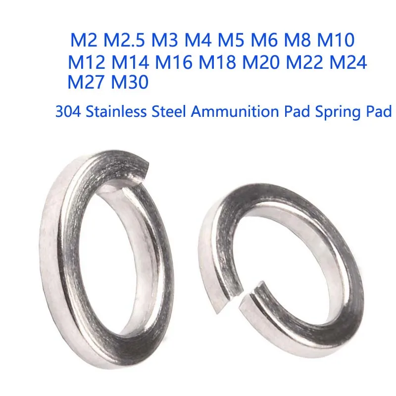 304 Thickened Stainless Steel Spring Washer Spring Split Lock Washer Elastic Gasket M2 M2.5 M3 M4 M5 M6 M8 M10 M12  M14 ~ M30