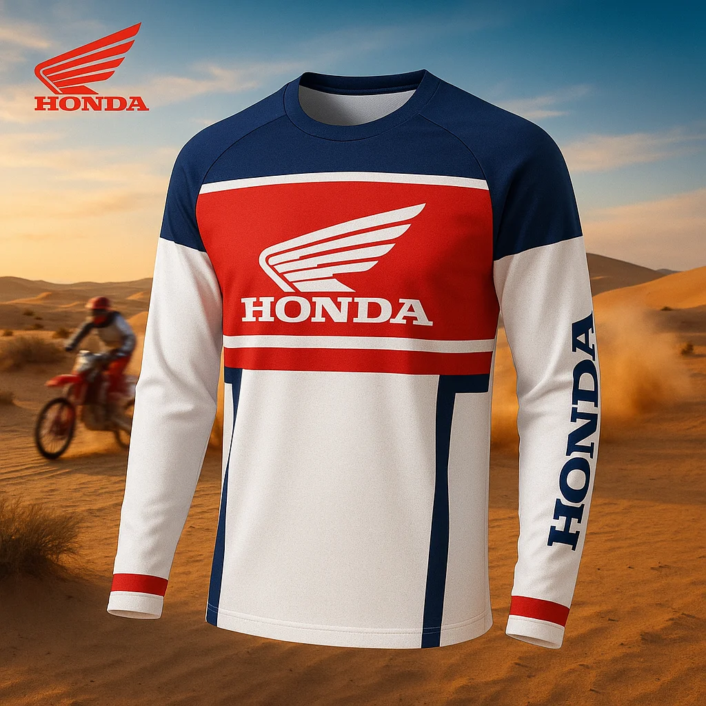 

Honda Dirt Bike Racing Jersey for Men Long Sleeve Breathable Quick Dry Motorcycle Shirt Comfortable Fit for Mountain Riding