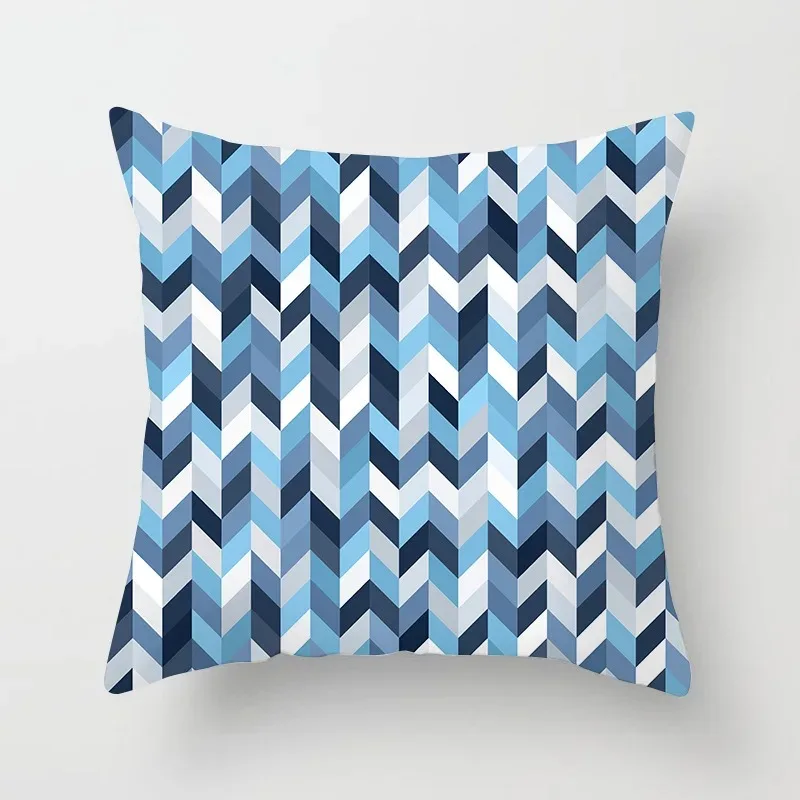 Office Living Room Home Pillowcase Geometric Black and Blue Pattern Printed Pillowcase Car Ornaments