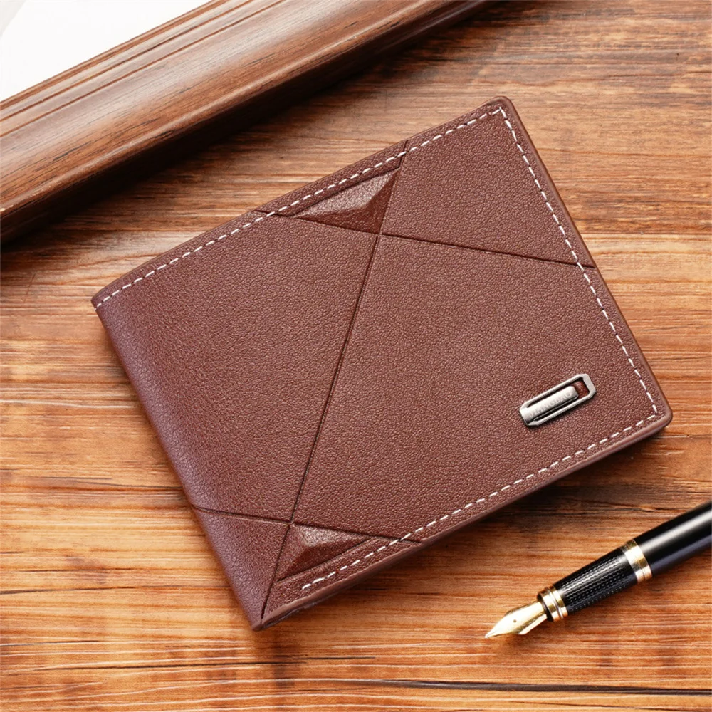 Men's Short Wallet Multi-card Coin Purse New Fashion Casual Wallet Male Youth Thin Three-fold Horizontal Soft PU Wallet For Men