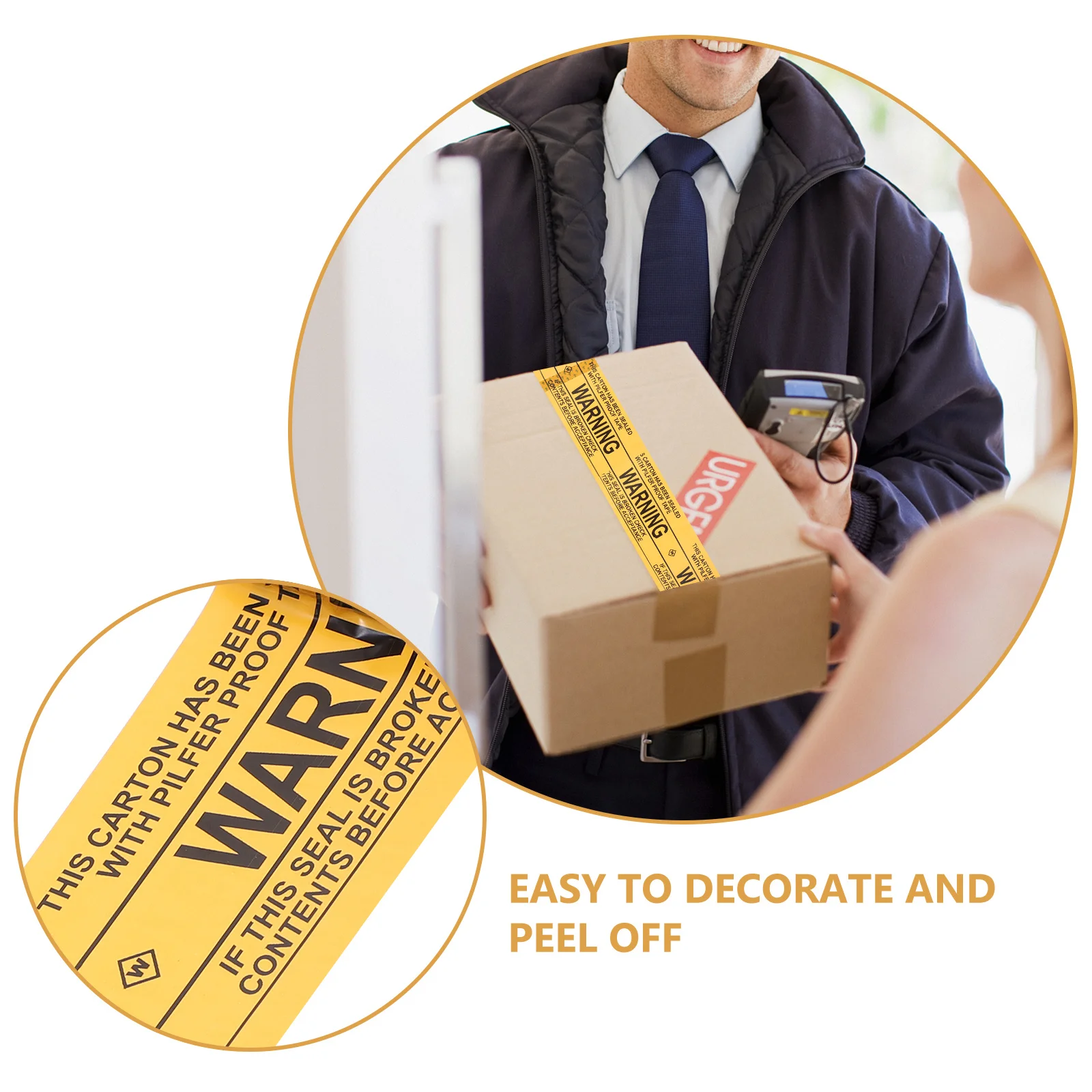

1 Roll Warning Packing Tape Yellow Black Stripes Print For Shipping Packaging Sealing Machine Use Delivery Tape